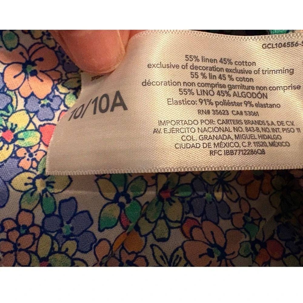 OshKosh B'gosh Floral Shorts Kids Size 10 Multicolor Good Linen Blend Tassels
